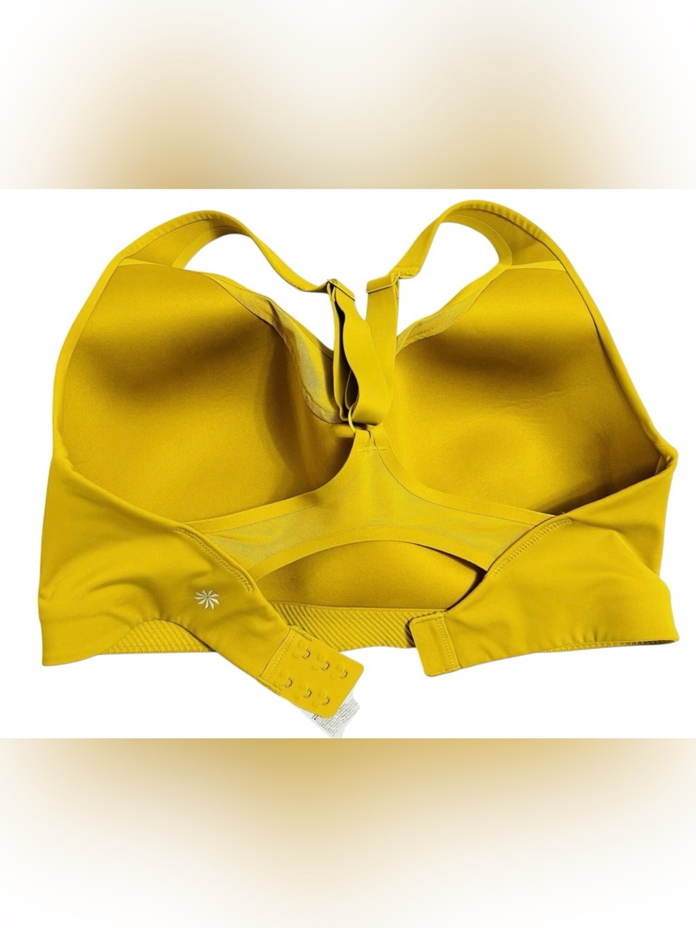 Athleta Advance Racerback Sports Bra Oxidized Yellow, 36DD - Picture 3 of 6